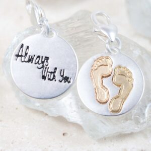 Silver 2 Tone Medallion Footprints "Always with You"