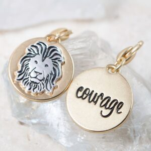 Gold 2 Tone Medallion Lion Courage
