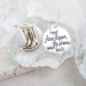 Silver 2 tone Medallion Forget Glass Slippers Boots