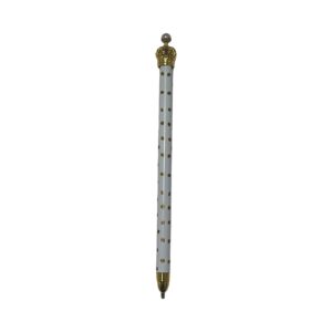 Crown Pens - White/Gold Dots