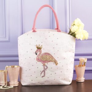 Flamingo Beaded Tote Bag